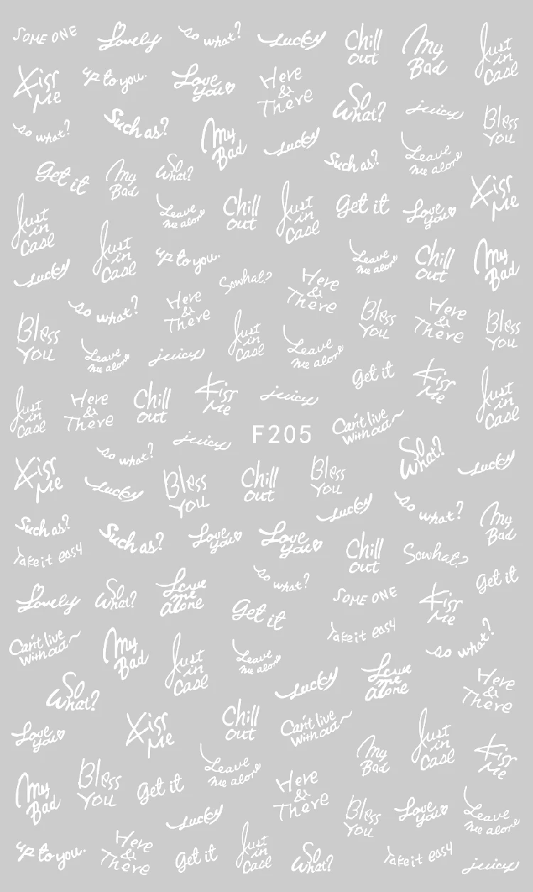 1 лист 3D английские буквы Bless You Kiss Me Chill Out Слова Дизайн Клей дизайн ногтей наклейки украшения DIY Салон Советы F205