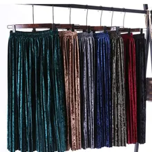 Мода весна осень в английском стиле Стиль, плиссированная юбка золото бархат корейской версии диких империи Ретро Винтаж юбка