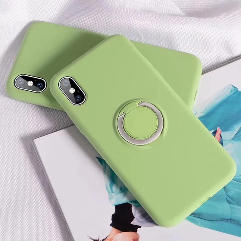 

For iPhone 7 X Case Soft Silicone Shockproof Back Cover for iPhone XR XS Max Case Soft Ring Holder Stand Back Case 7 Plus Case