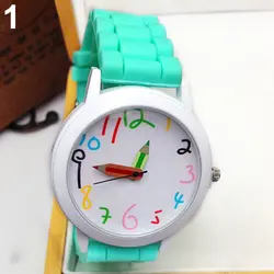 Горячее предложение Мода Мужская студент наручные часы силиконовый ремешок аналоговые кварцевые наручные часы Рождественский подарок