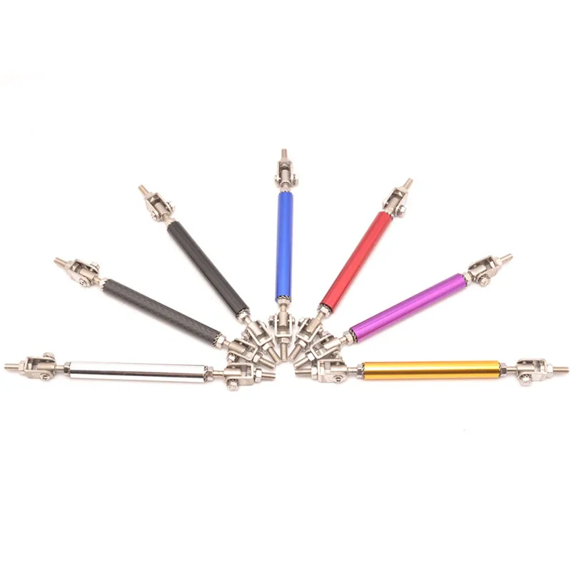 2 piezas de acero inoxidable fibra de carbono marco ajustable parachoques delantero varilla divisor puntal barra de apoyo Kit 75mm