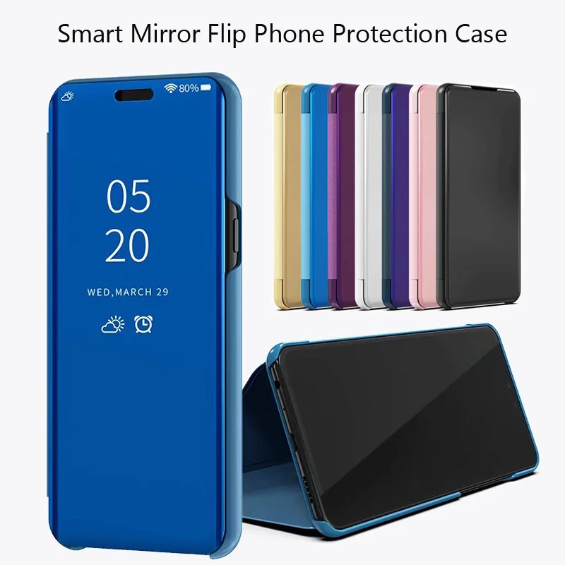 Полностью зеркальный кожаный чехол для Huawei P20 10 30 Mate 9 20 lite Pro Honor 8x10 Y5 6 7 Nova 3 4 P умный