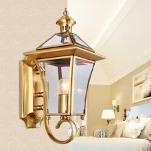 Европейский чистой меди лампы и открытый настенный светильник Открытый сад свет лампы балкон лампы Водонепроницаемый