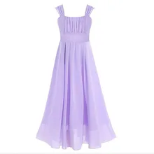 Летнее шифоновое платье с рюшами для девочек; модные костюмы без рукавов с открытыми плечами; Новинка; платье без рукавов; Vestidos Для От 6 до 12 лет; детская одежда