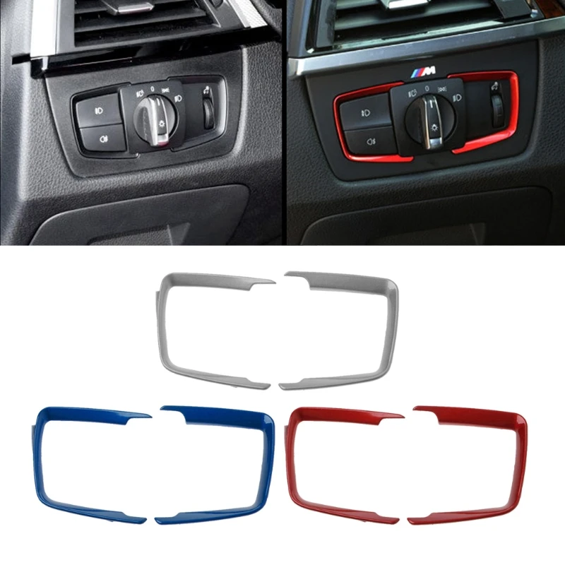 2Pcs ABS Chrome Headlight Switch Car Styling Frame Trim Adjustment Circle Sticker For BMW F30 F31 F32 F34 3 4 Series 320 328