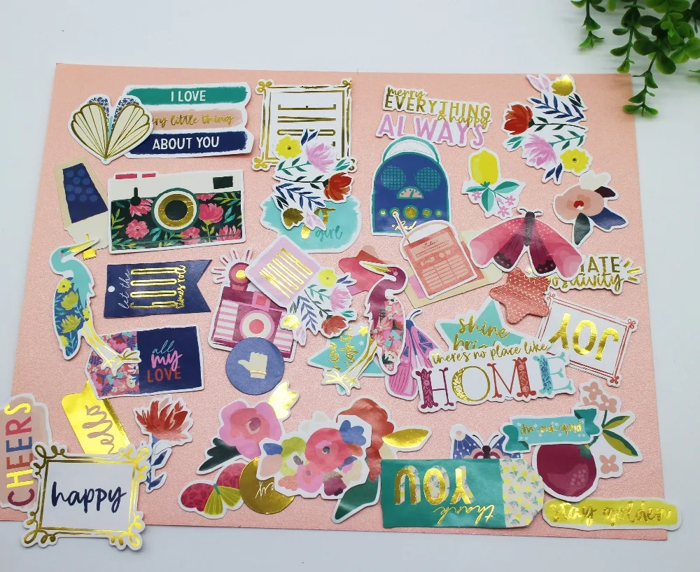 44 шт. Love You фольга из золотой бумаги высечки наклейки для DIY скрапбукинга/фотоальбома украшения открыток ремесла клей Подарочная бирка