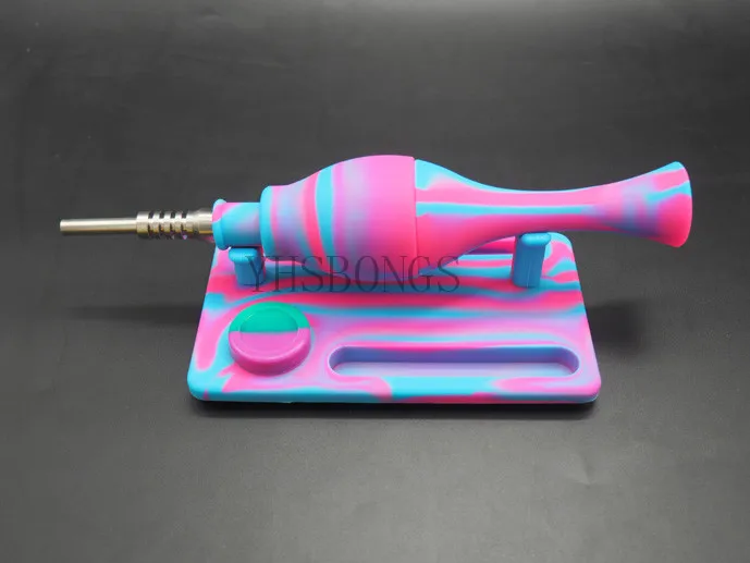 Kopen Diverse kleuren siliconen nectar collector met Titanium Nail Tabak Pijp Concentraat Olie