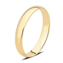 AINUOSHI 14K Solid White/Yellow Gold Plain Smooth Ring Classic Wedding Engagement Men Lovers Promise Shinning Ring Band Jewelry