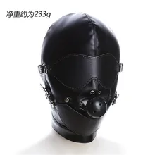 Adult Games Sex Product Fetish Hood Headgear With Mouth Ball Gag PU Leather BDSM Bondage Sex Mask Hood Toys For Couples for sex