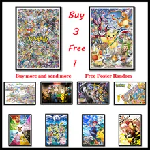 Pokemon бумага с покрытием постер печать Pocket Monster Аниме Картина для гостиной украшение стены бескаркасные