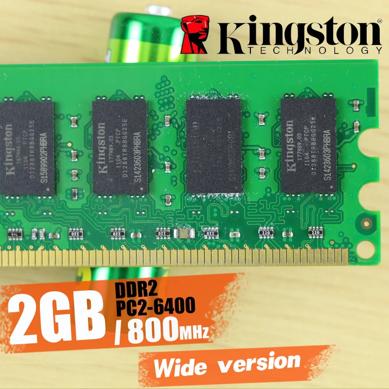 Оперативная память kingston для настольных ПК 2 ГБ 2G 800 МГц PC2-6400 DDR2(широкая версия чипа kingston) 800 6400 2G 240-pin KVR800D2N6/2G