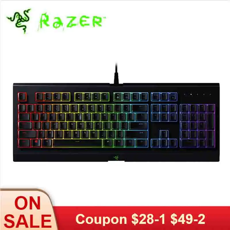 

Razer Cynosa Chroma Membrane Gaming keyboard RGB Backlit Keyboard for Game Fully Programmable Keys 104 Keys Spill-Resistant