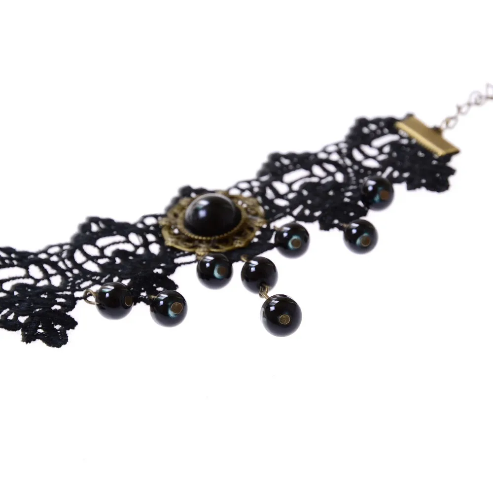Винтажная бусина браслет-цепочка на лодыжку золотой цвет металл Черное кружево ручной работы ножной браслет в готическом стиле женские ювелирные изделия для ног
