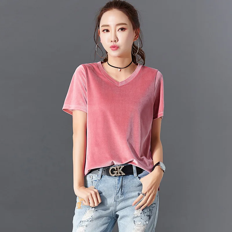 

Camisetas Mujer Verano 2018 Short Sleeve Summer Tops For Women T Shirt Korean Tshirt Plus Size V-Neck T-Shirt Tee Shirt Femme