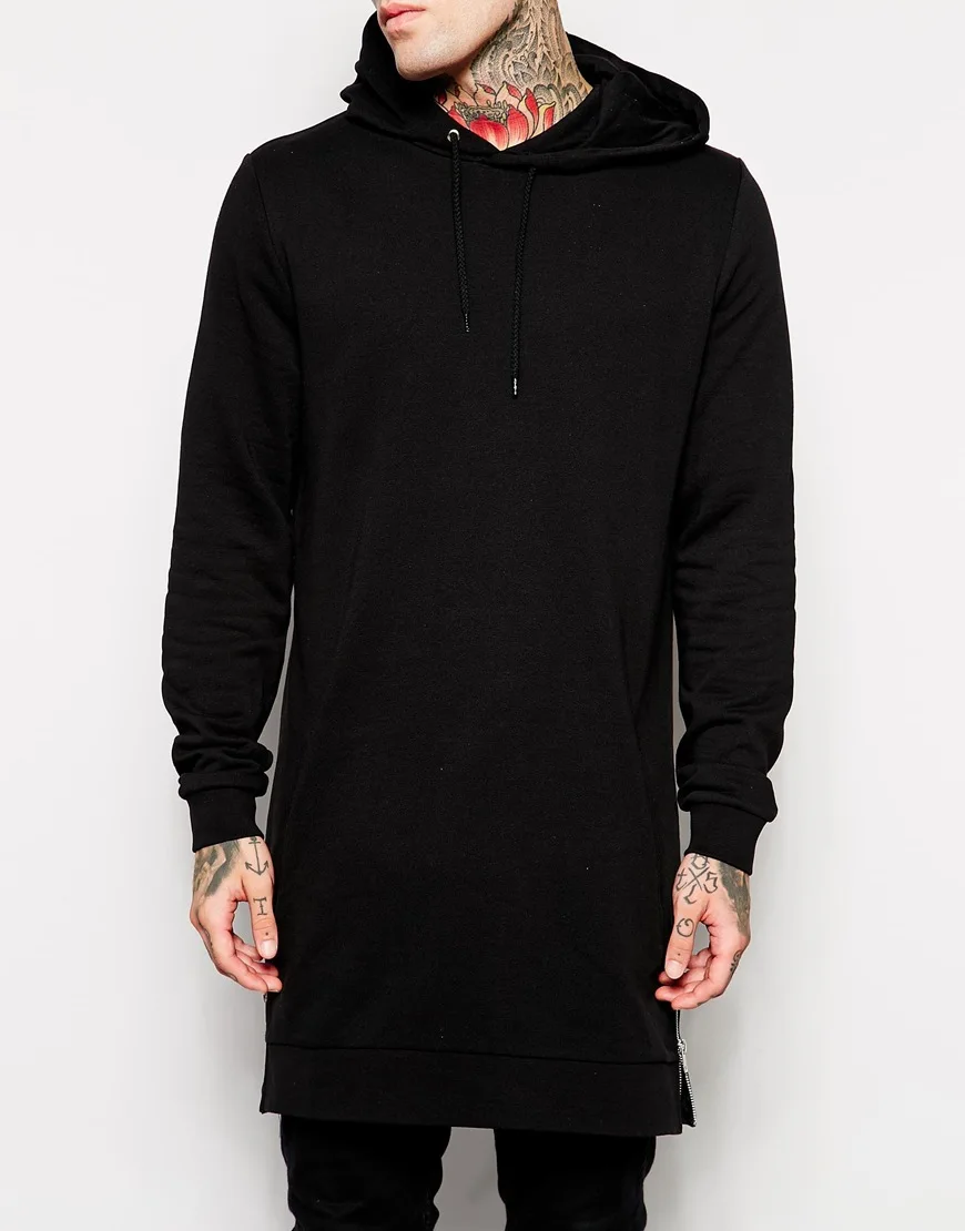 black longline hoodie mens