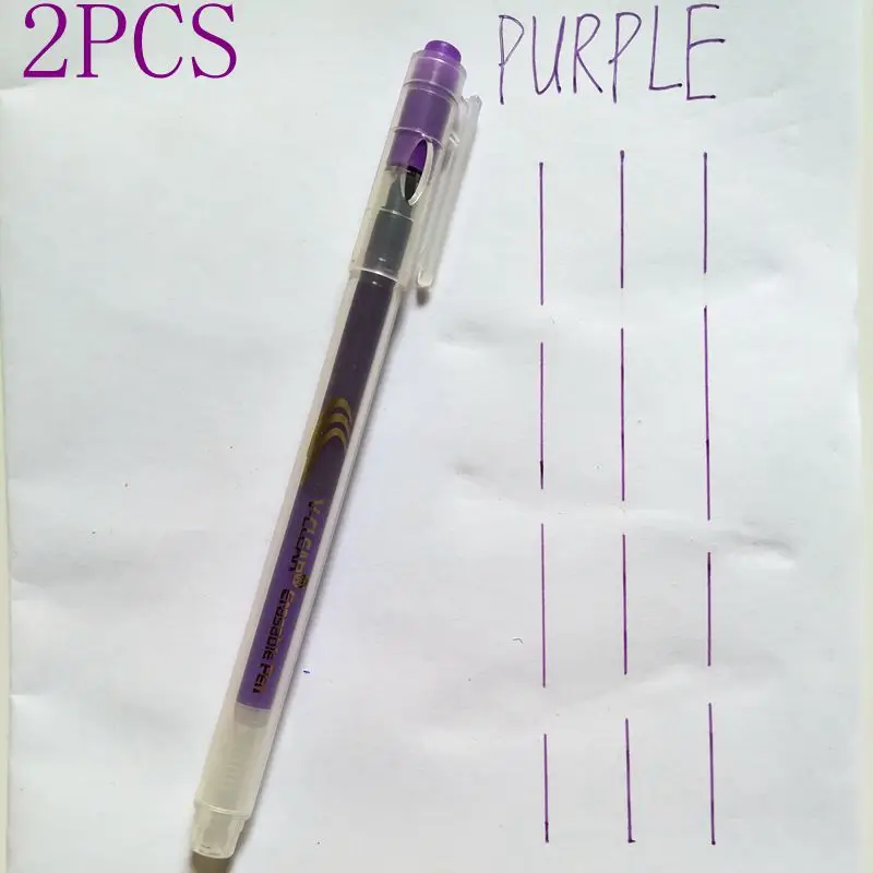 VCLEAR Cute Erasable Pen 0.7mm Green Purple Unisex Gel Ink Pen Writing Signature Pen School Office Stationery Strong Quality - Цвет: 2 pcs Purple