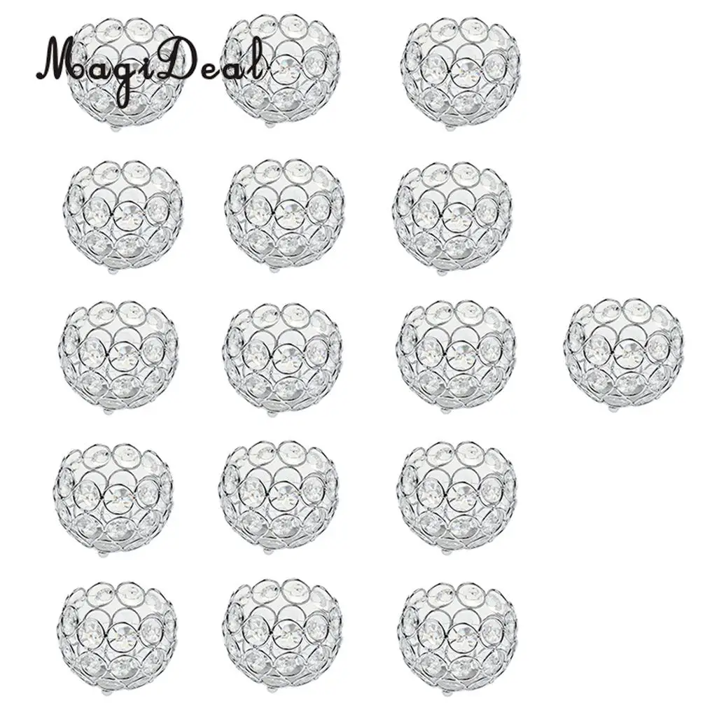 16pcs Crystal Tealight Candle Lantern Holders Candlesticks Wedding Xmas Party Dinner Table Centerpieces