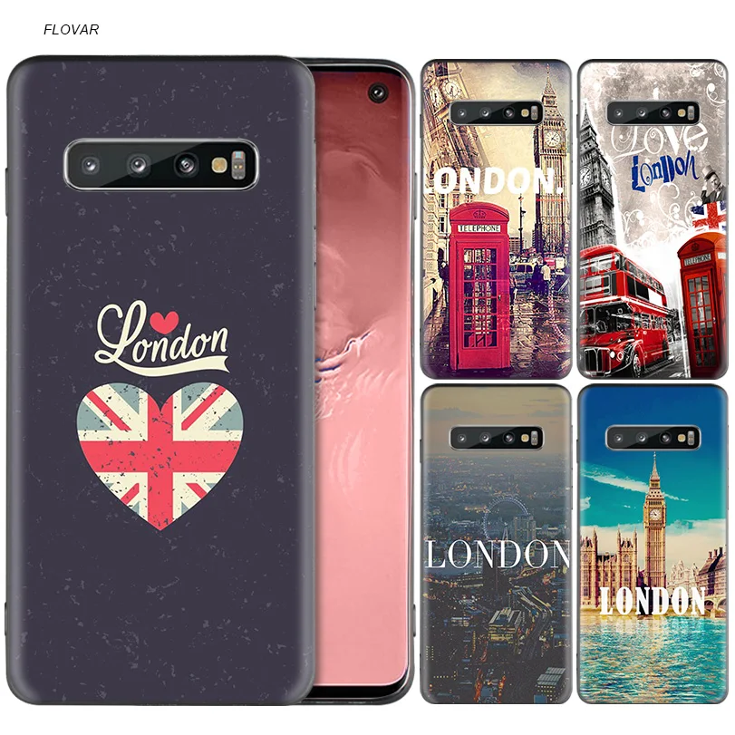 

London Case For Samsung Galaxy A6 A8 J4 J6 Plus A7 A9 J8 2018 Note 9 8 Mobile Phone Bag Cover Black