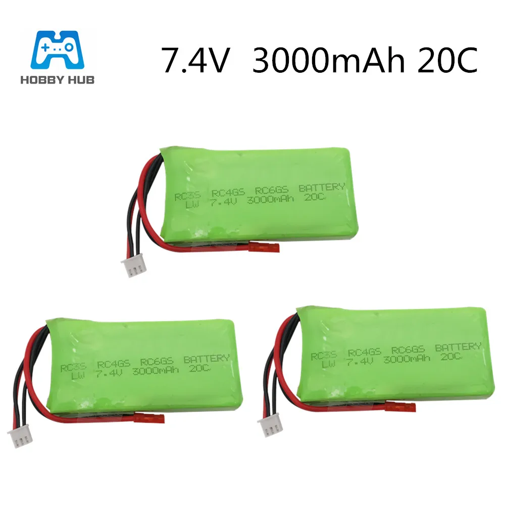 Hobby Hub 7,4 V 3000mAh lipo батарея для радиолинков RC3S RC4GS RC6GS батарея литий-полимерные батареи 2S Lipo батарея 7,4 v 3000 mah - Цвет: 3PCS