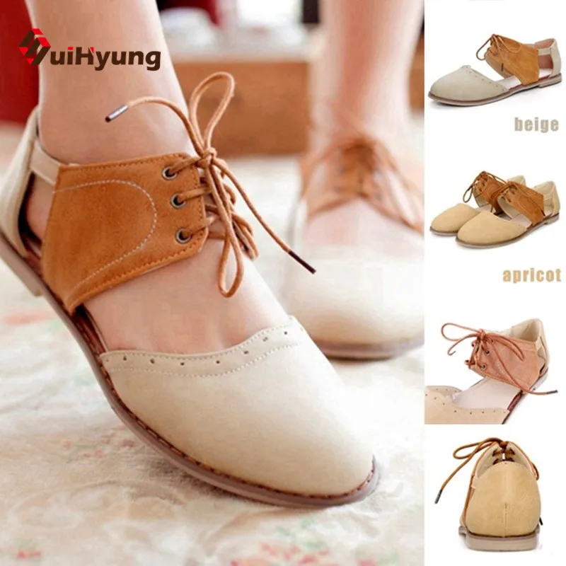 

2019 Spring Summer New Women's Shoes Comfortable Breathable Non-slip Flat Shoes PU Leather Lace-up Sandals Large Size34-43
