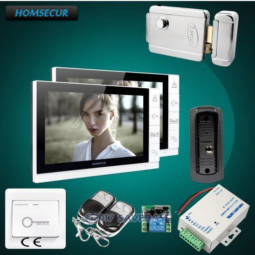 

HOMSECUR 9" Video&Audio Smart Doorbell+One Button Unlock for Home Security 1C2M+Electric Lock