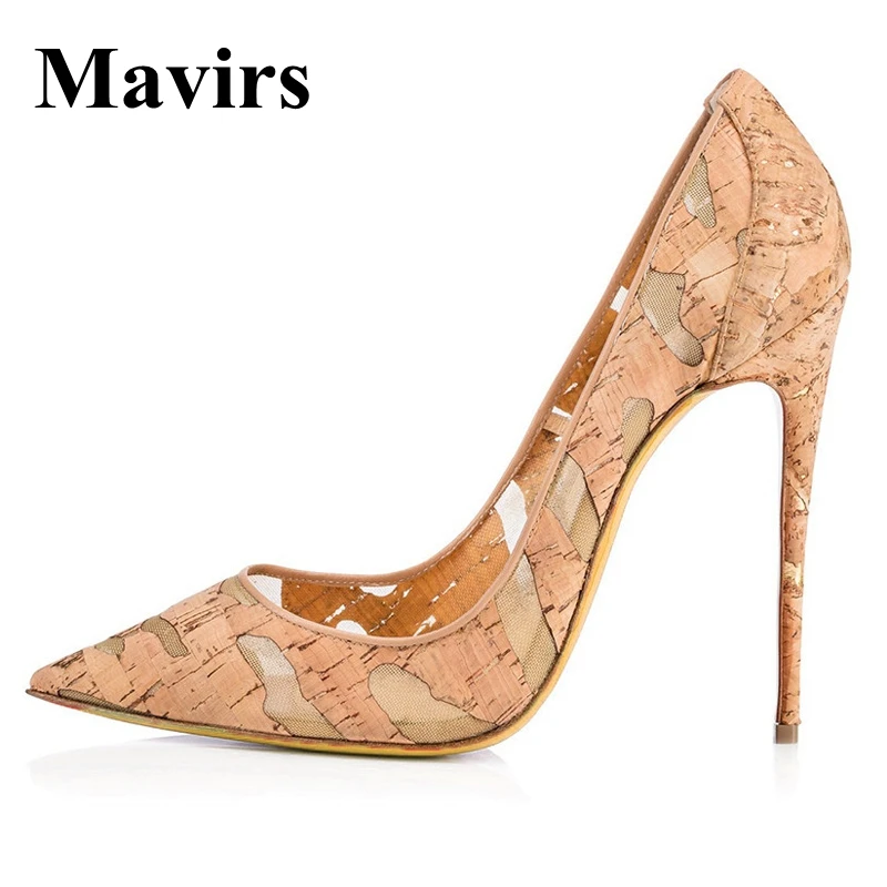 

Mavirs Brand Women Shoes 2018 Spring Pointed Toe Wood Grain Sexy 12CM Extreme High Heels Stilettos Wedding Shoes EU Size 35-46