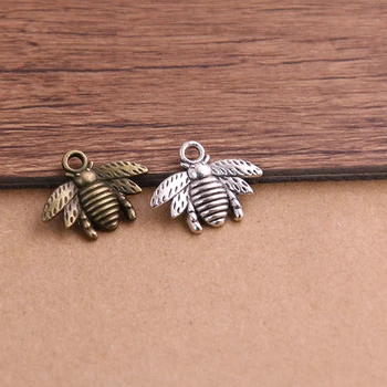 

20PCS 16*21mm Metal Alloy Two Color Bee Animal Charms Pendants for Jewelry Making DIY Handmade Craft