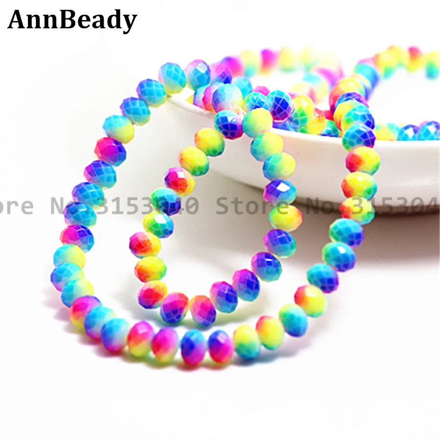 

50pcs New Arrival Rainbow mix Color 6mm Rondelle Spacer Austria Crystal beads For DIY Jewelry Making Round Beads