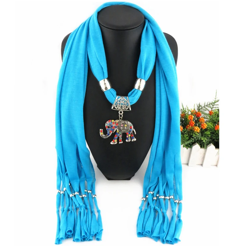 Женский шарф ожерелье с подвеской в виде слона|pendant jewelry scarves|fashion women scarfwomen designer scarf