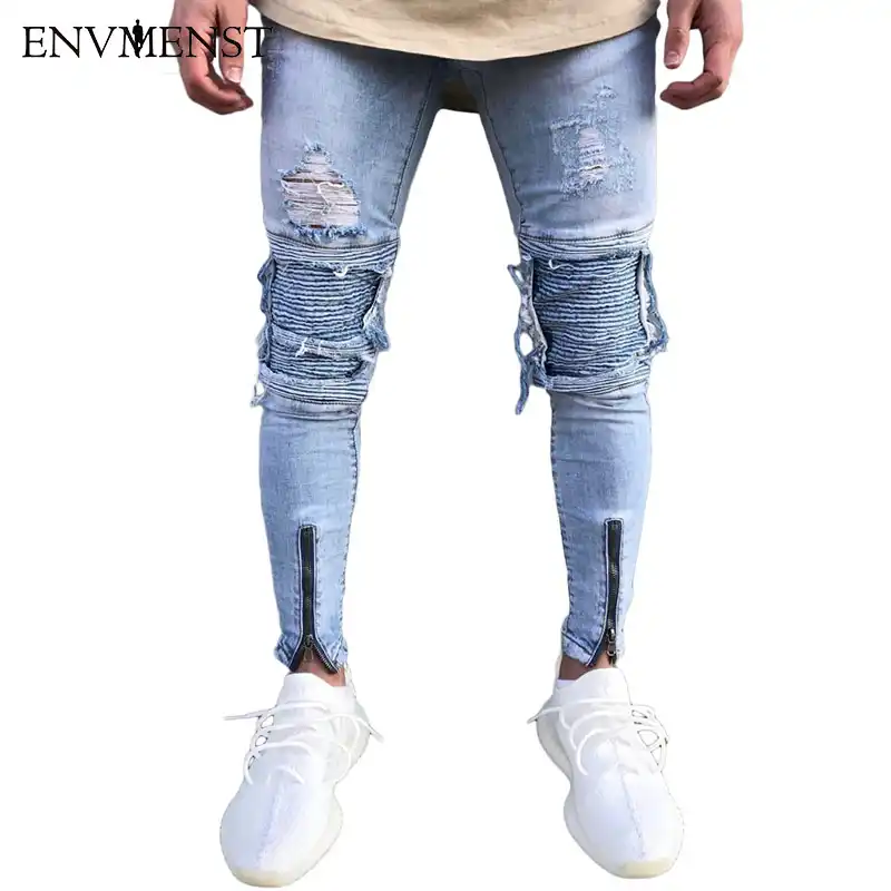 mens slim fit destroyed jeans