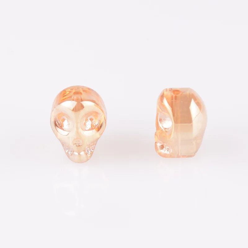 Aoduola 50 шт./упак. хрустальный череп Стекло Свободные Spacer Бусины 10x8 мм - Цвет: Amber