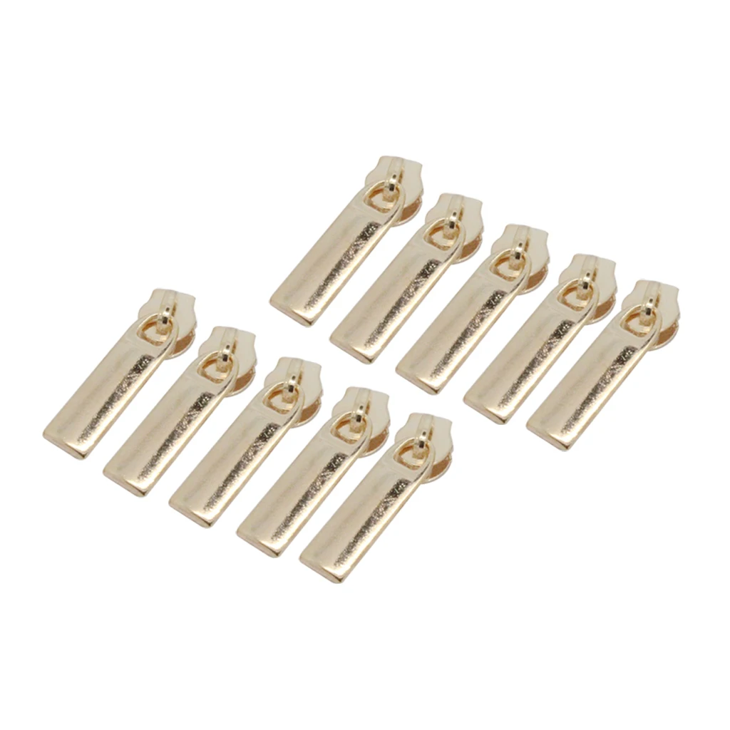 10Pcs Gold Plated #3 Fix Zip Puller/Zipper Pull Sliders Zip Head Zipper Repair Instant Kit Removable Rescue Replacement 7x25mm 