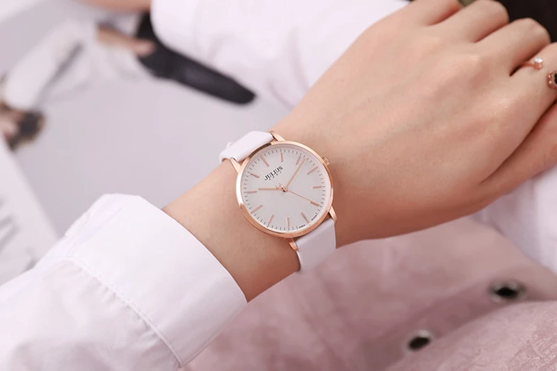 Ультратонкие классические дизайнерские женские модные простые Кварцевые водонепроницаемые часы, женские часы с кожаным ремешком, оригинальные женские часы Julius