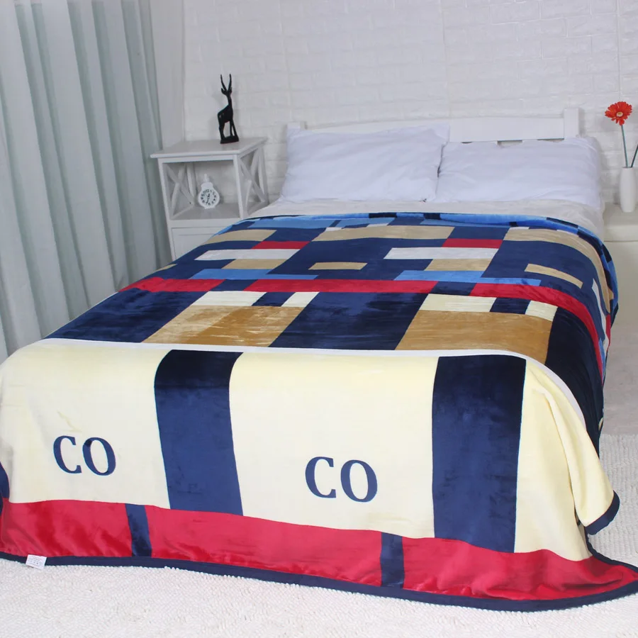 

Winter Thick high quality soft Big Size Flannel Bed Blankets Colorful check checker Fuzzy Plush Bedding Sheet King Queen Blanket