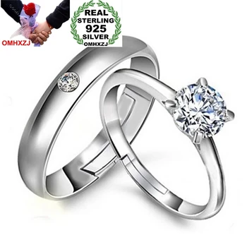 

OMHXZJ Wholesale Fashion Romantic Queen Lovers AAA Zircon diamond 925 Sterling Silver open adjust female for Woman Man Ring RG01