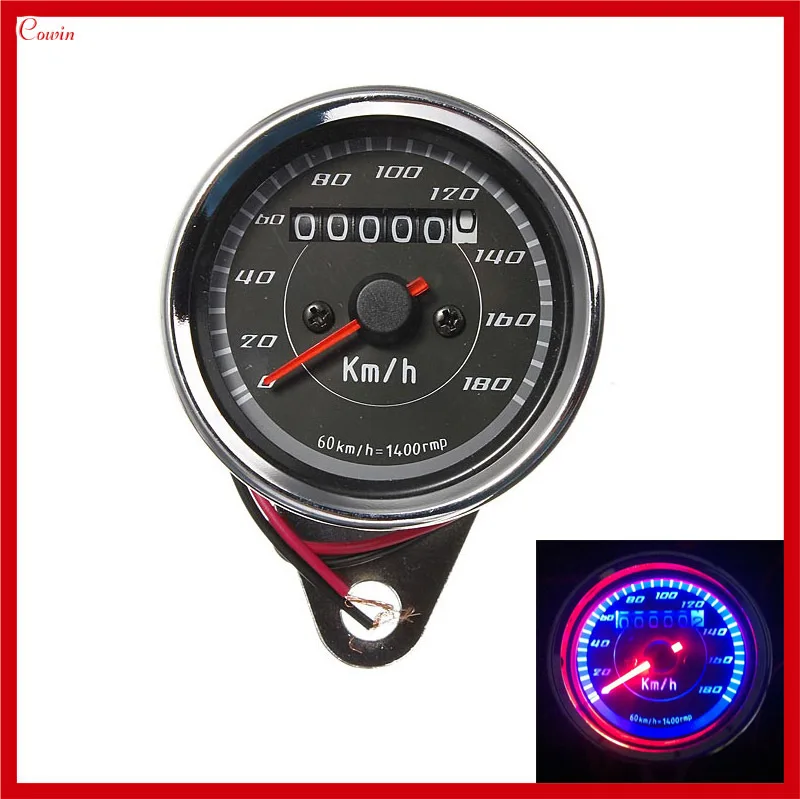 New Universal Retro Style Motorcycle Dual Odometer Speedometer Speed
