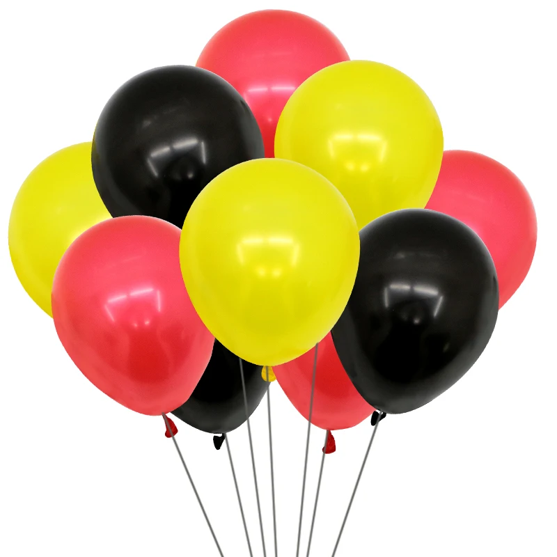 

20pcs/lot 12" Latex Balloon/Mickey Theme Party Decoration/Black Yellow and Red Balloon/Baby Shower First Birthday Decoration