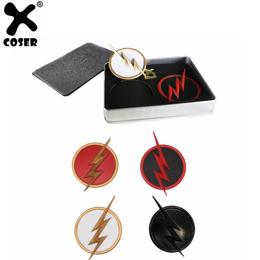 

XCOSER The Flash Movie Series Logo Flash Man Badge 4 Set Props Accessories High Quality Alloy Badge Halloween Cosplay Party Gift
