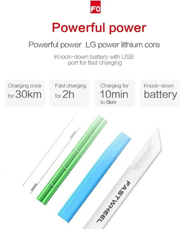 Perfect FastWheel F0 electric scooter adult foldable two wheel hoverboard electric sakteboard kick scooter 8