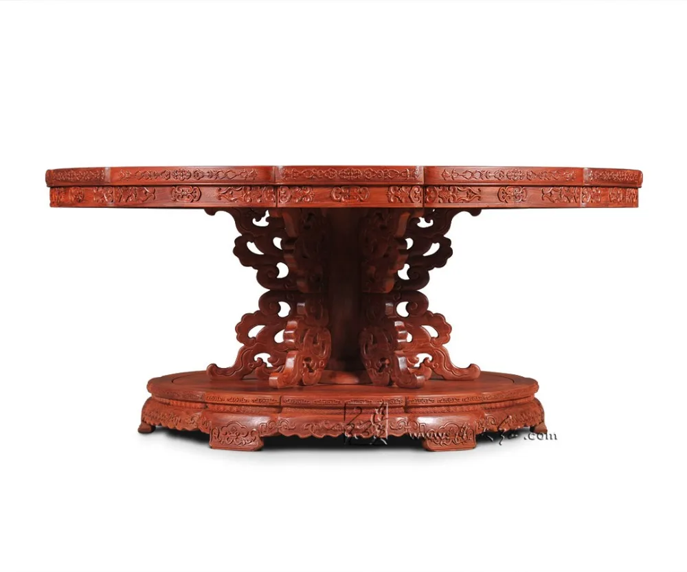 Neoclassical 2.1M Round Table Rosewood Hotel Dining Table Solid wood Office board Annatto Antique Wooden home Furniture Desk Set Neoclassical 2.1M Round Table Rosewood Hotel Dining Table Solid wood Office board Annatto Antique Wooden home Furniture Desk Set