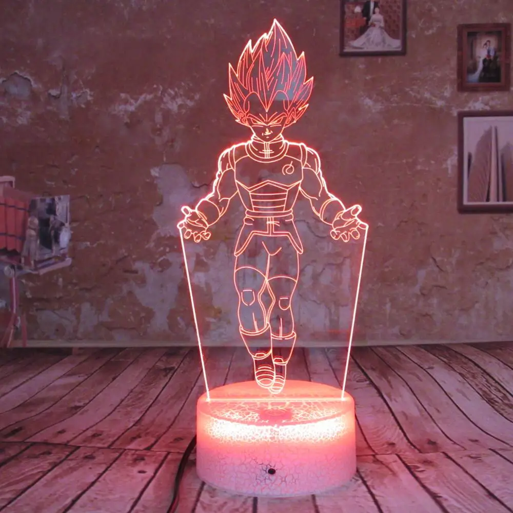Dragon Ball Z Super Saiyan Goku 7 цветов Светодиодная лампа настольная с дистанционным