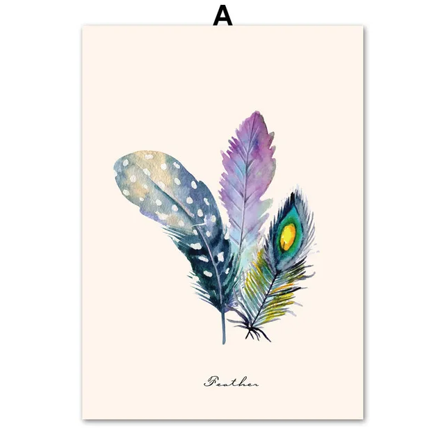 Colorful-Feather-Moose-Deer-Bird-Leaf-Love-Wall-Art-Canvas-Painting-Nordic-Posters-And-Prints-Wall.jpg_640x640
