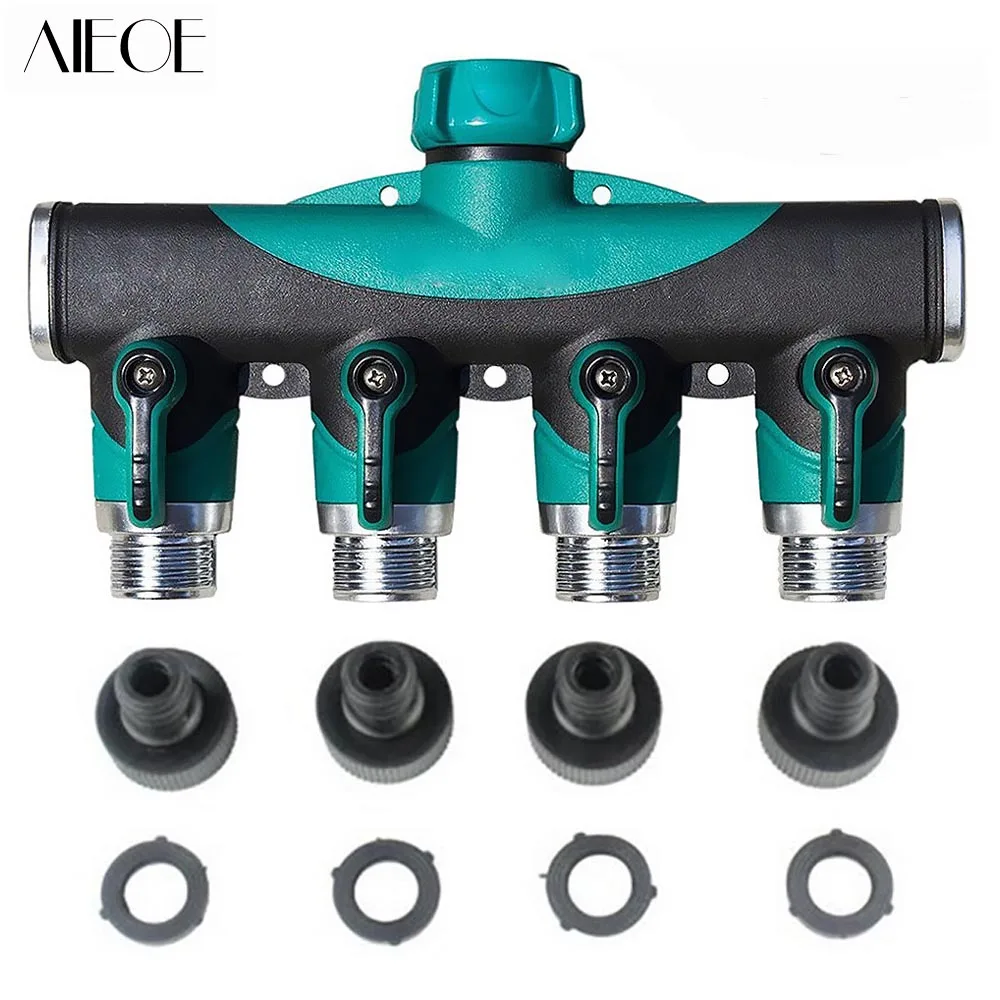 

AIEOE 4 Way Garden Hose Water Distributor NPT3/4" Tap Adapter Connector Hose Splitters Adapter Connector for Water Tube Faucet