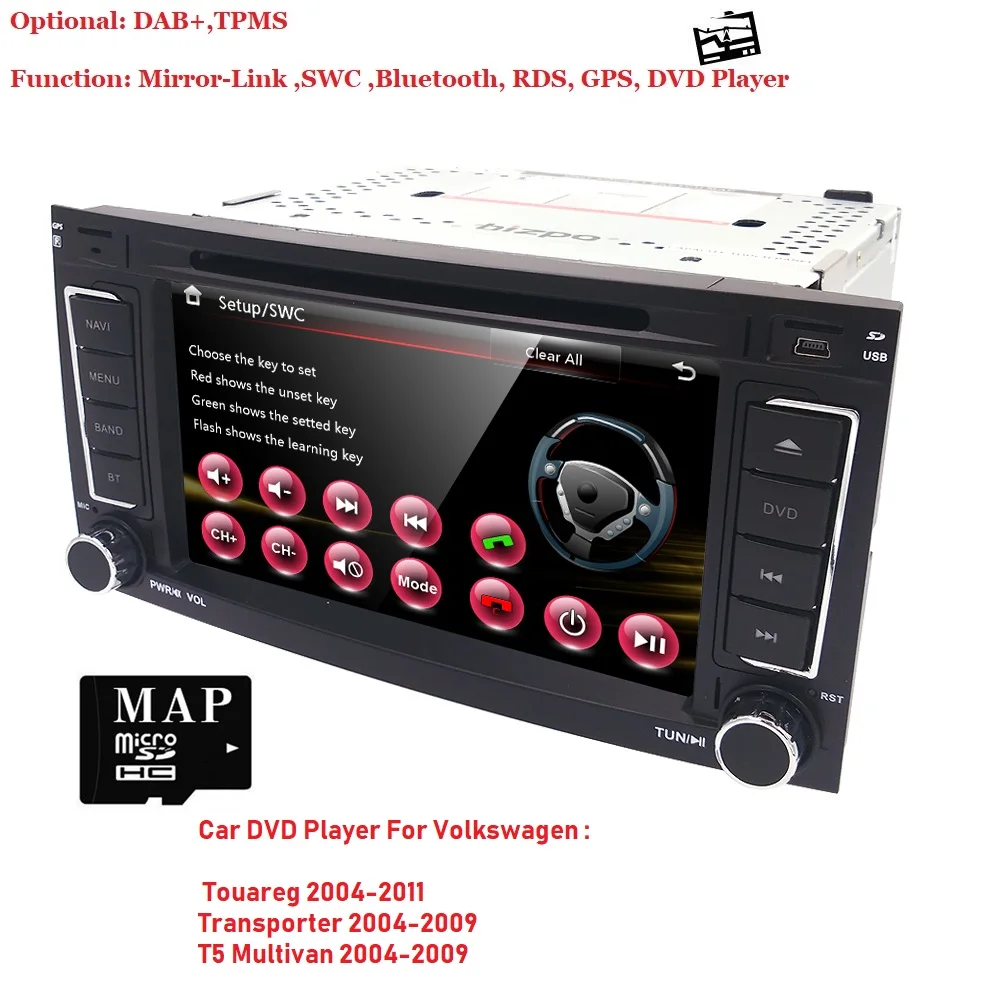 

WIN CE Car RADIO DVD Player 800x480 2 DIN For VW VolksWagen Touareg Transporter T5 Multivan with GPS RDS SWC BT TPMS DVR 3G DAB