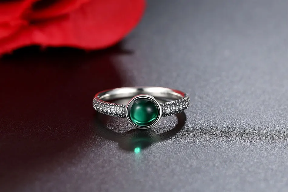BELAWANG Твердые 925 пробы серебряные кольца зеленый камень кубический цирконий Кристалл Кольца с каплями для женщин Свадебные модные ювелирные изделия подарок