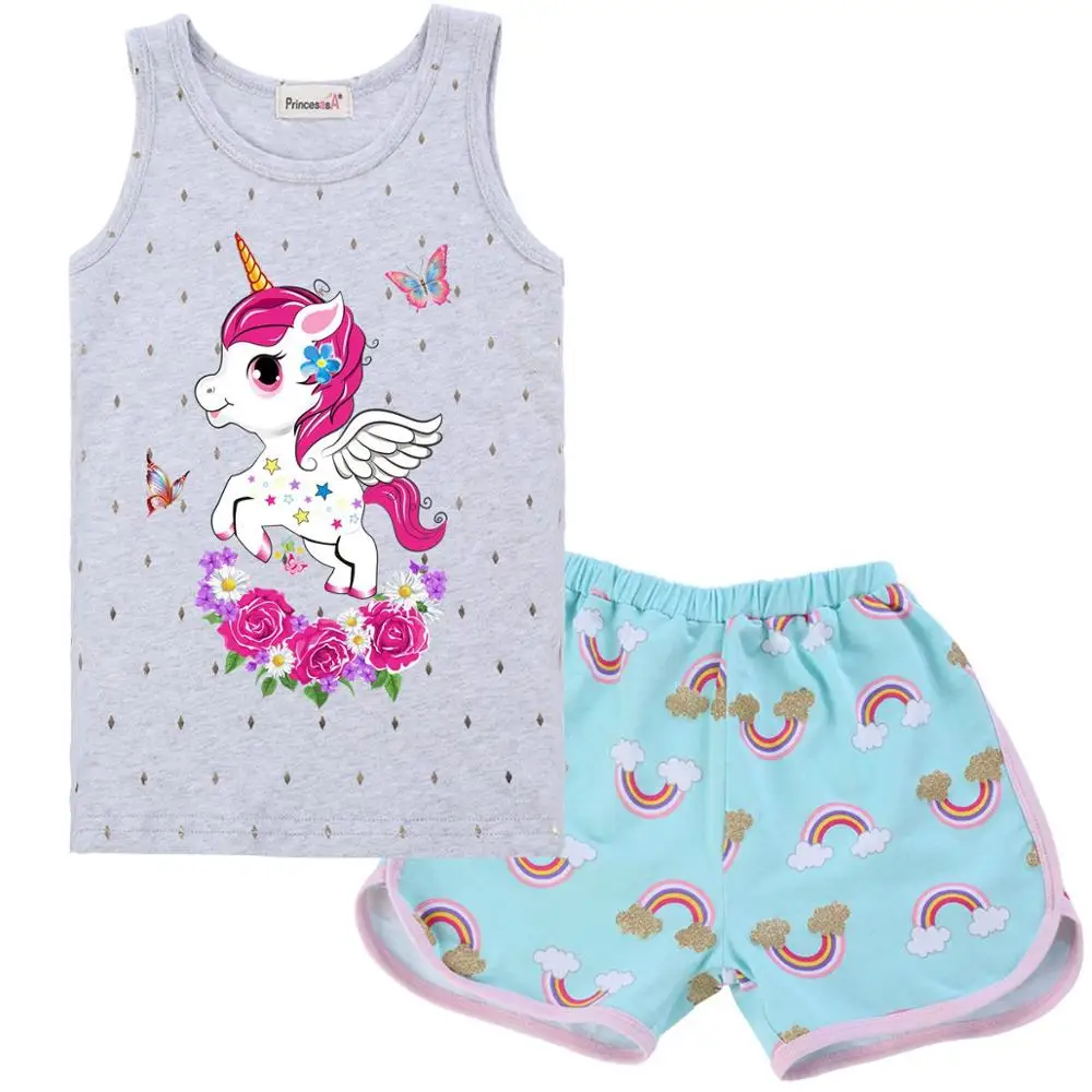 Baby Girls Clothes Flamingo Summer Children Clothes Shirt Shorts 2PCS Set Girls Clothing Sets Kids Suit Toddler Boy Clothes - Цвет: 6X1-T23-6Y1