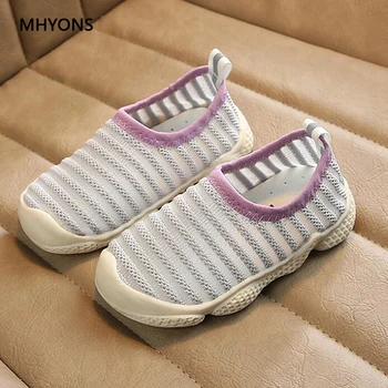 

2019 Fashion Kids Mesh Casual Shoes Children Stripe Sneakers Baby Breathable Sport Shoes Boy Girl Soft Bottom Non-slip Sneakers