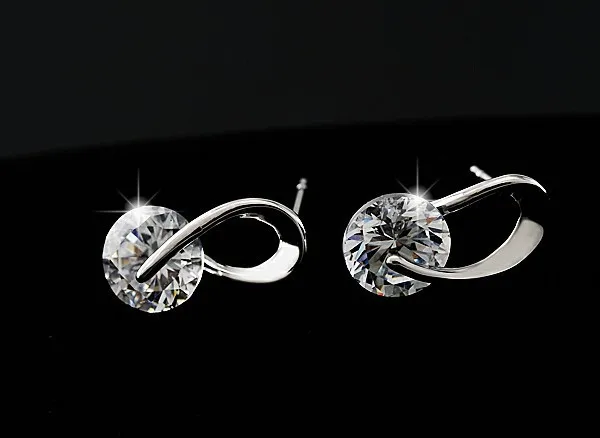 

IF YOU Fashion CZ Cubic Zirconia Crystal Stud Earrings for Women Silver Color Wedding Earrings bijoux Jewelry Gifts 2019 New