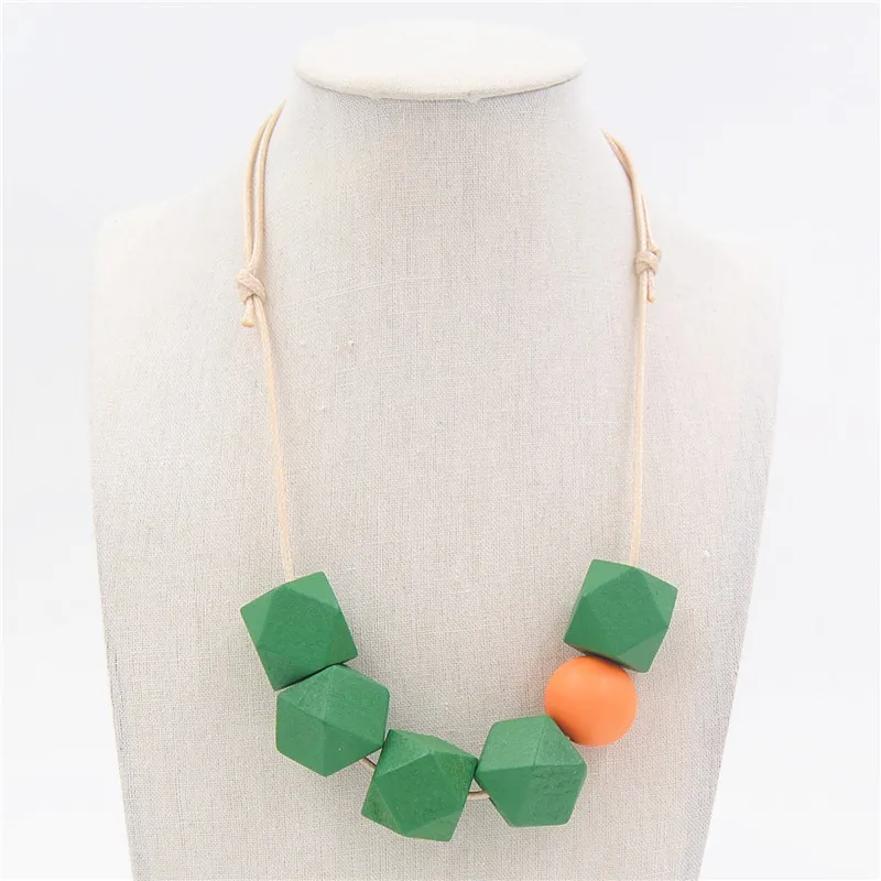 New Fashion Long Paragraph Jewelry Summer Color Wooden Beads Necklaces