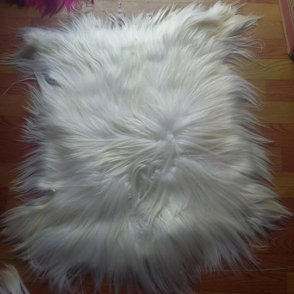 Straight long hair goat  fur rug real fur blanket genuine goat fur plate (1)
